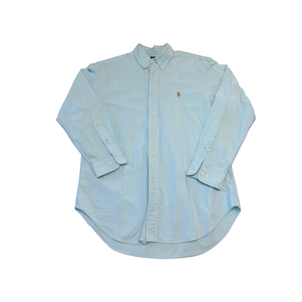 Ralph Lauren Mens Oxford Button Down Shirt Claasic Blue Long Sleeve Vintage 90s